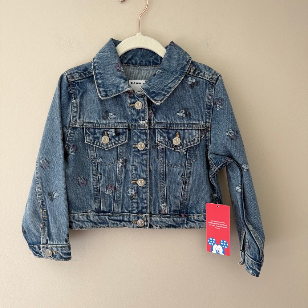 Old Navy Disney Mickey Minnie Mouse Embroidered Denim Jacket 3T Blue 762349-00-1